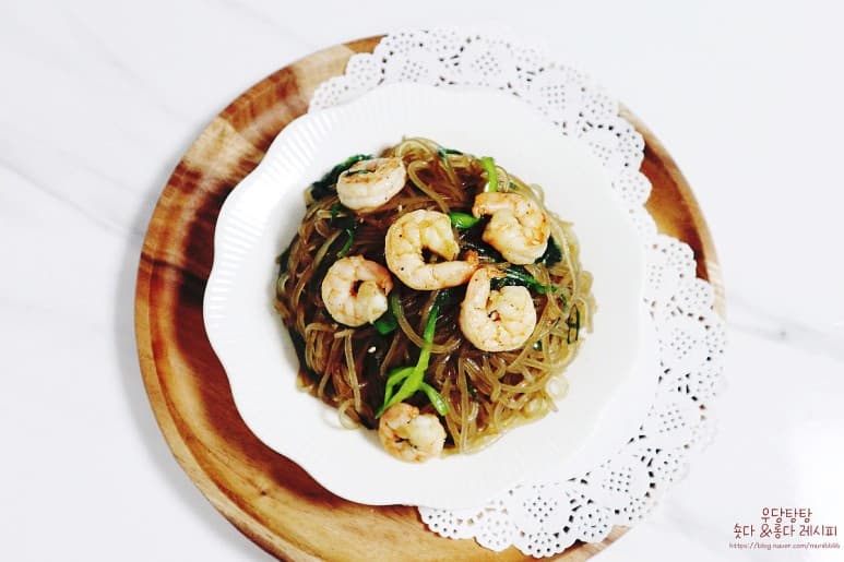 고기없는 잡채만드는법 새우부추잡채만들기 당면삶기 새우잡채레시피 냉동새우요리