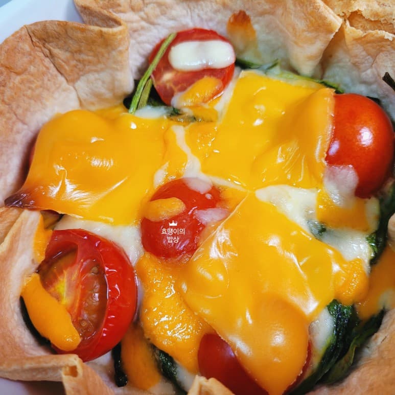 다이어트 메뉴 시금치또띠아피자 만들기 시금치프리타타 레시피