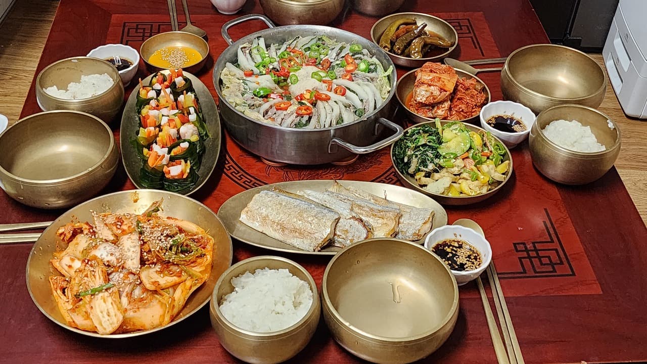 손님접대 요리 예비사위를 위한 상차림