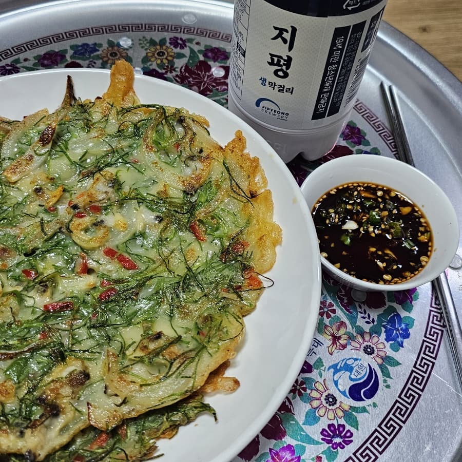 갯나물 바지락 전 술안주 만들기